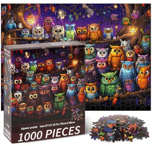 Vicloon Puzzle 1000 Teile, Eule Themen, Puzzlespiele für Die Ganze Familie, Geschenke für Erwachsene und Kinder
