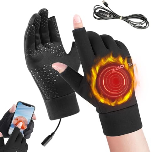 Genérico Gants Chauffants électriques Rechargeables pour Homme - Gants Thermiques USB pour Ski, Snowboard, Cyclisme, Course à Pied, Travail en Plein air, randonnée