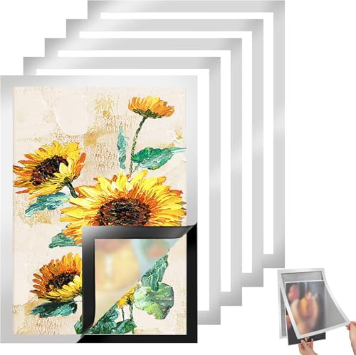 miaomiao 5 Stück Diamond Painting Rahmen, Diamond Painting Bilderrahmen 32x24 cm, Selbstklebend Magnetrahmen A4, Weiß Magnetisch Bilderrahmen für Wanddekoration zu Hause