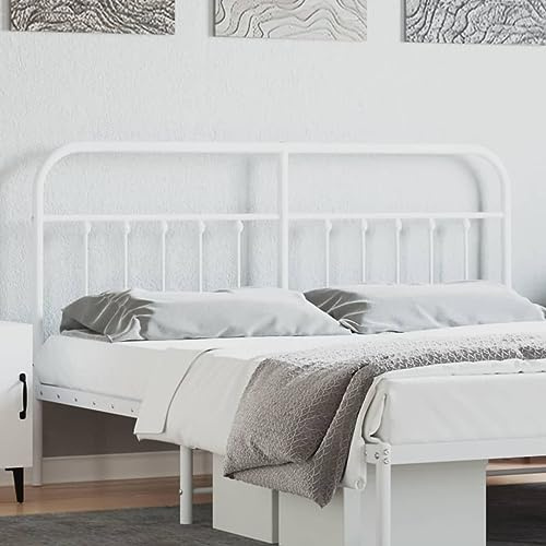 Qnhdfrt Kopfteil Metall Weiß 160 cm Modernes Bett Kopfteil aus Stahl mit Rückenlehne Bequemes Wandkissen Design für Schlafzimmer Dekoration