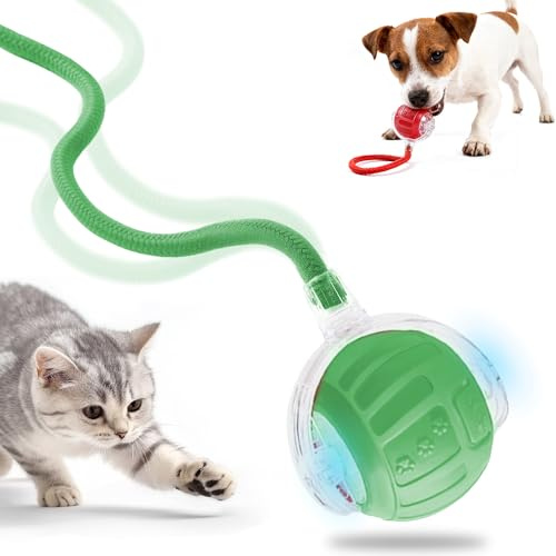 Interaktives Katzenspielzeug Selbstbeschäftigung, 2026 Neu Katzenspielzeug Elektrisch mit Vogelgesang, Katzenball mit LED Licht 360° Smart Rolling Pet Ball Rolling Ball für Katzen Hunde (Grün)