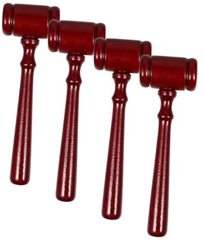 GRIRIW Martillo Juego de 4 Piezas de Juez de Madera Portátil Sonido Claro y Fuerte para Subastas Adecuado para Jueces y Abogados