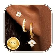 ZNBOH 3 Paires Boucles d'oreilles Argent 925 Femme Fille Clou d'Oreilles