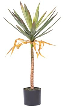 Artificial Dracaena Silk Tree in Pot, Lifelike Faux Yucca Floor Plant for Home Office Indoor Outdoor Decor