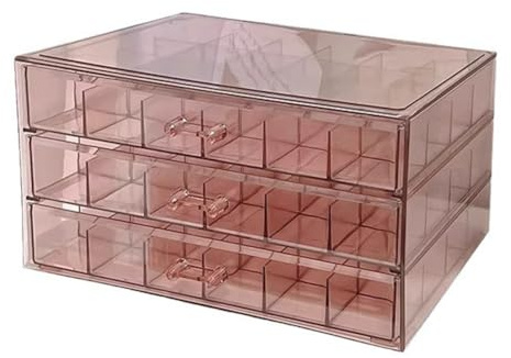 Homeponnew Jewelry Storage Box Acrylic Multi-layer Drawer with Earring Compartments for Necklaces and Accessories, Large Capacity Clear Organizer 3rd floor purple