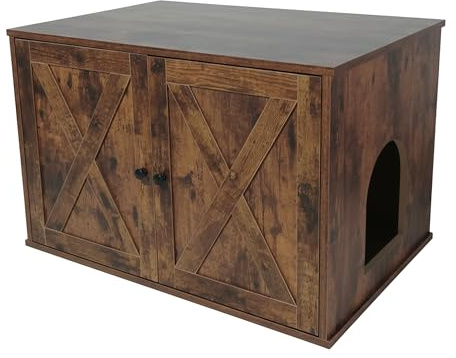 Relaxdays Katzenschrank für Katzentoilette, Trennwand, Eingang, Katzenklo verstecken, HBT: 50x80x53 cm, Dunkelbraun