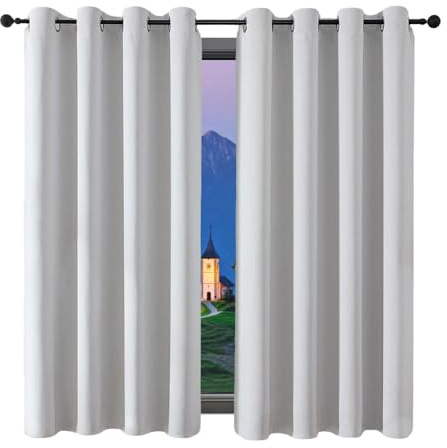 GUOJUN Thermovorhang 70 x 185 cm Verdunkelung Modern Kälteschutz Türvorhang Blickdicht Ösenschal Hitzeschutz, Wärmeisolierend, mit Ösen für Wohnzimmer Schlafzimmer, Weiß