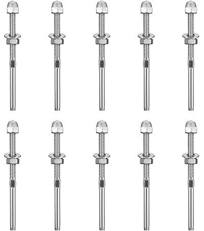 IMUSINICE Tendeur de Câble en Acier Inoxydable pour Système de Garde-corps D'escalier, Lot de 10 Pièces, Finition Argentée Résistante et Design Soigné