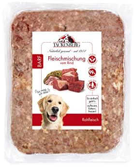 TACKENBERG Barf Fleischmischung vom Rind für Hunde 28 x 500 g (14 kg) - leckeres Frostfleisch als Hundefutter in Premiumqualität - geeignetes Gefrierfutter für deinen Vierbeiner - ohne Zusatzstoffe -