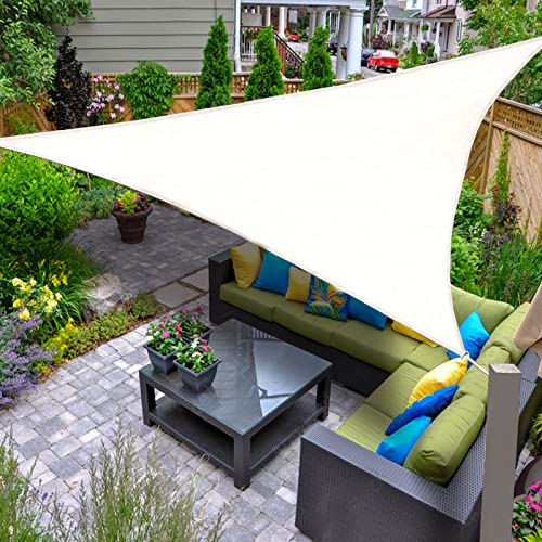 AXT SHADE Vela Ombreggiante Impermeabile Triangolo Rettangolo 3x3x4,25m Tenda a Vela Parasole e Protezione Raggi UV per Esterno Terrazza Giardino-Crema
