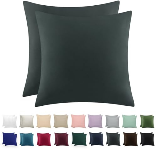 RUIKASI Kissenbezug 80x80 Grau 2er Set - Oeko Tex Kopfkissenbezug 80 x 80 Anthrazit Kissen Bezug 80x80cm mit Reißverschluss aus Mikrofaser, Polsterbezug Doppelpack Set Pillow Case Pillow Cover