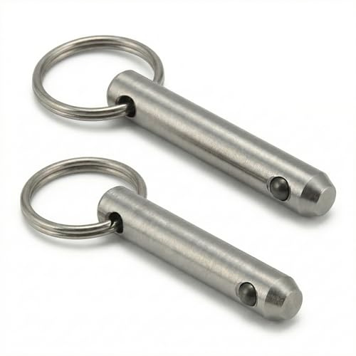 PROTECH 2 Stück Steckbolzen 8x53mm mit Kugelsicherung – Edelstahl A2 V2A – Sicherungsbolzen mit Ring – Schnellspannstift & Kugelsperrbolzen für Boot, Bimini & Maschinenbau