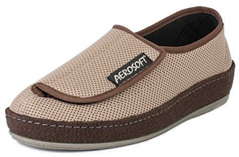 Aerosoft Scarpa Bassa 6072-4P Donna Uomo Pantofole Antiscivolo Chiusura a Strappo (Taupe, 41)