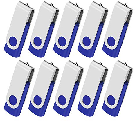 Lot de 10 Clé USB 2GB Cles USB 2.0 Mémoire Stick Lecteur USB Flash Drive Stockage Rotation Disque Pendrive pour Ordinateur Portable/PC/Voiture (Bleu)