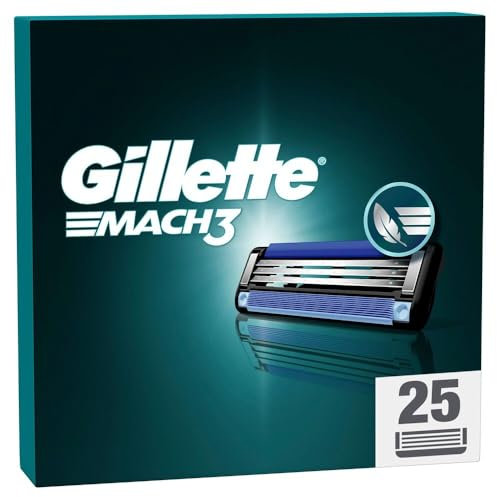 Gillette Mach3 Rasierklingen für Männer, 25 Original Gillette Ersatzklingen, Klingen für Herren mit Gleitstreifen für ein sanftes Gleiten und Klingenbeschichtung