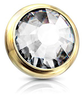 Paula & Fritz® Aufsatz-Dermal Anchor 3 mm Kristall Gold/klar 316L Chirurgenstahl 1,6 mm Gewinde Haut-Anker Skin Diver Implantat Kugel