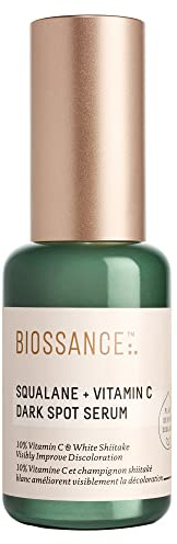 Biossance Squalane + Vitamin C Dark Spot Face Serum – 10% Vitamin C Serum & White Shiitake – Hydrating, Fragrance-Free, Non-Irritating, for Daily Use for All Skin Types, 1.01 Fl Oz