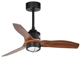 FARO BARCELONA JUST FAN LED Deckenventilator Schwarz/Holz 81 cm