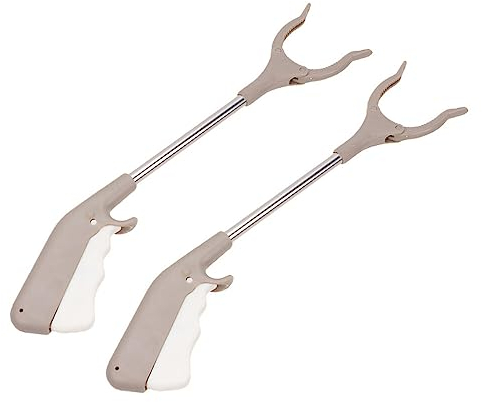 Cabilock 2 Stück Greifzange 40cm Aluminium Müllzange Langer Hand Greifer Greifhilfe Greifarm für Senioren und Kinder, Glatte Kanten und angenehmer Griff