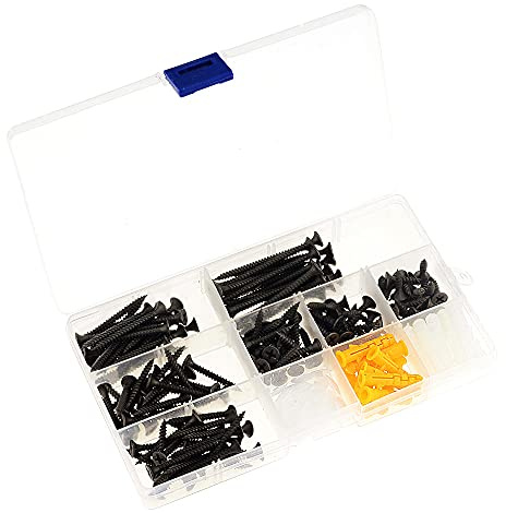 190pcs/box M3.5 Black Plus Hard Cross Countersunk Head Self-Tapping Screw Set Dry Wall Nail Gypsum Board Nail Wood Screw