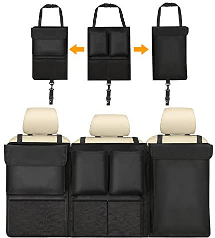 URAQT Kofferraum Organizer Auto, Aufbewahrungstasche, Kofferraumtasche Auto, Wasserdicht Multifunktionale, Teilt Kofferraum Rücksitz mit Vielen Tasche Schwarz 101CM*46CM