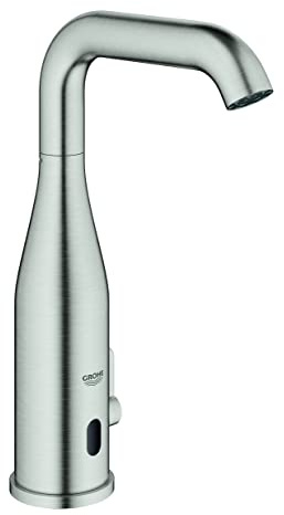 GROHE Essence, elektronische Waschtischarmatur, wassersparend (Wasserhahn für das Bad mit Infrarot-Sensor, 360° schwenkbar, 25cm hoch, 7 Programme, 6V Lithium-Batterie CR-P2), edelstahl, 36445DC0