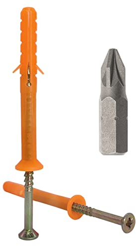 Marcopol (100 Stück) Nylon-Nageldübel 6,0 x 60 mm mit Senkkopfschrauben, massive Wandrahmenbefestigung, Dübel, Hammerbefestigungen Schrauben (100 mm)