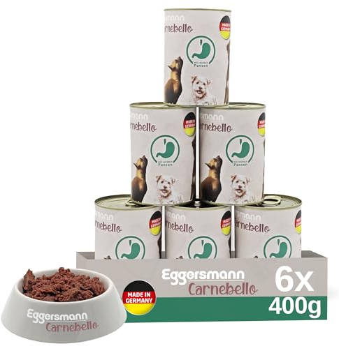 Eggersmann Carnebello - Hundefutter nass mit Pansen (6 x 400 g) - Hundefutter Alleinfutter für ausgewachsene Hunde - schmackhaftes und hochwertiges Nassfutter für Hunde