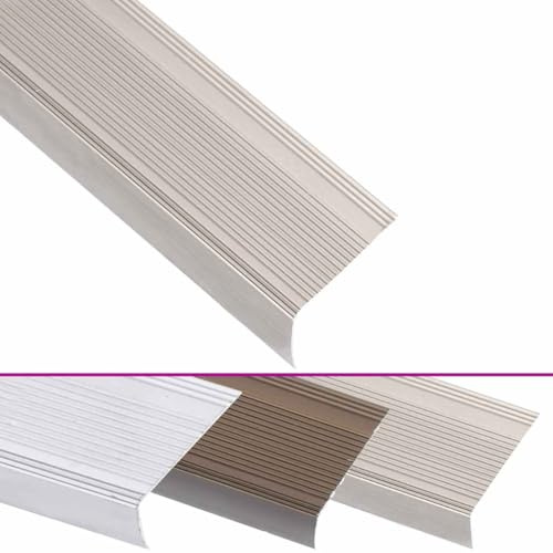 vidaXL Perfiles de peldaños forma de L 5 uds aluminio champán 100 cm, cantonera para peldaños, perfil de seguridad para escalera, laminado para peldaños