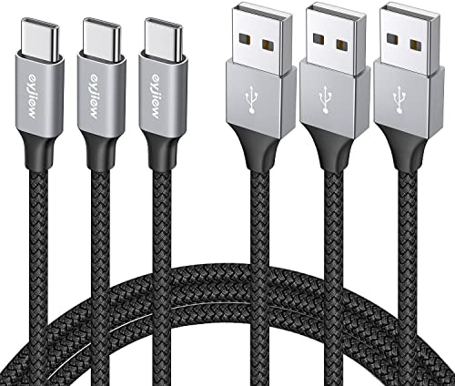 USB C Kabel [1M, 3-Stück], USB A auf USB C Ladekabel 3A Schnellladekabel | Nylon Typ C Datenkabel für Galaxy S10e S9 S8 S10lite S26 S25 S20 S21+ Plus,A51 A52 A21s A20e A10e A70 A71,iPhone 17 16 15 Pro