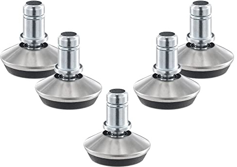 kwmobile Replacement Office Chair Gliders (Set of 5) - 11mm (7/16) Stem Bell Glide Chair Glider Feet Replacements for Castor Wheels - Silver Black