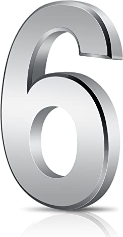 Vicloon Door Numbers, 3 Inches 3D Mailbox Numbers Waterproof, Address Numbers Self Adhesive House Numbers Street Number Stickers for House Mailbox Apartment Hotel Courtyard Cafe Silver(6)