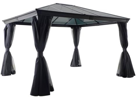 Hespéride - Tonnelle Belize Graphite - 5 Places - Polyester Acier Traité Époxy Anti-Rouille - Mobilier d'Extérieur pour Terrasse