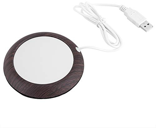 Qiilu USB Tassenwärmer Getränkebecher Wärmematte Kaffee-Wärmekissen 80 °C 5 W 5 V 1000 mA Kaffeewärmer für Milch/Kaffee/Tee Zuhause und Büro (Dunkle Holzmaserung)