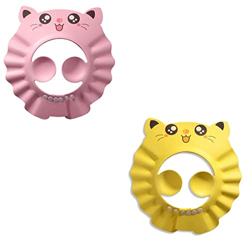 2 Stück Duschhaube Kinder, Duschhaube Baby, Duschhaube Kinder Duschen Baby Shampoo Kappe Haare Waschen Baby Sicherer Shampoo Cap Verstellbarer Silikon Shampoo Schutz Duschhaube Kinder