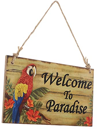 Gogogmee Beach Hanging Sign with Jute Rope for Hawaii Party Decoration Indoor Outdoor Luau Wall Art