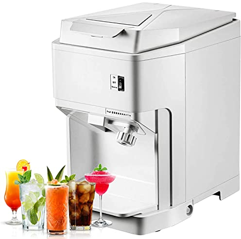 DEHIWI Ice Shaver,Commercial Snow Cone Machine 120kg/h Ice Thickness Adjustable Shaving Ice Machine Electric Ice Cube Crusher with Drain Pipe & Ice Hopper,for Home Kitchen Bar,220V