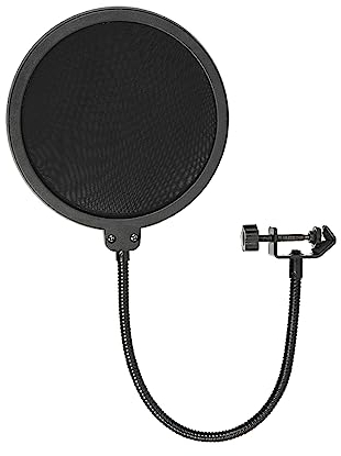 Musiin Pop-Filter für Aufnahmemikrofon, großes Dual-Layer-Aufnahmestudio, Pop-Shield, flexibler Metall-Schwanenhals, professioneller Pop-Filter (Schwarz)