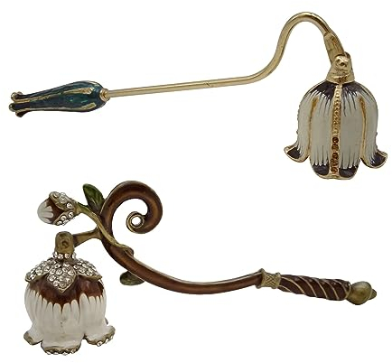 Kerzenlöscher in Blumenform, Vintage-Kerzenlöscher mit langem Griff, Edelstahl-Dochtflammen-Werkzeug zum Herauslösen von Kerzen, 2 Größen, 2 Stück