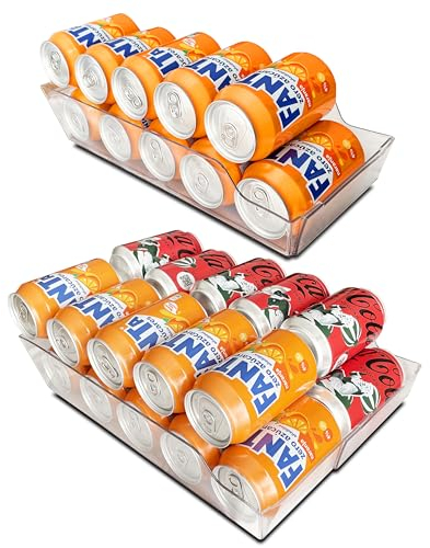 Coquitobeauty Organizador Latas Nevera 2 Pack doble para 48 latas expandible Encuentra tus Bebidas en un Instante Mantén tu Nevera Organizada y Disfruta de tus Bebidas Favoritas siempre frias
