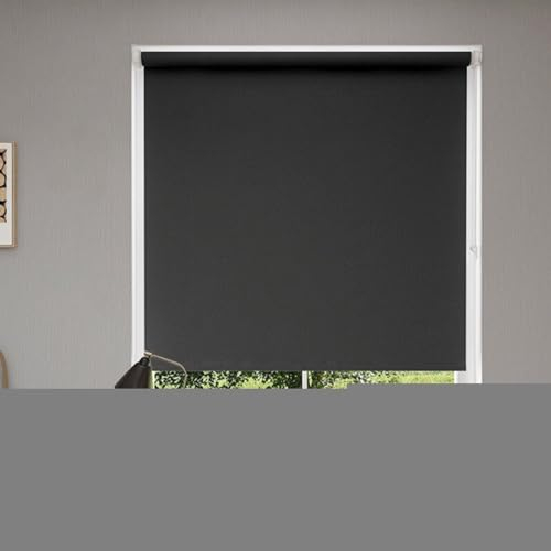 Verdunkelungsrollo Klemmfix 30 x 50 cm Lichtfilterung/Wasserdicht/Anti, Springrollo Tageslichtrollo Rollo, Verdunklungsrollo Thermorollo Sichtschutz, für Alle Türen und Fenster, Schwarz