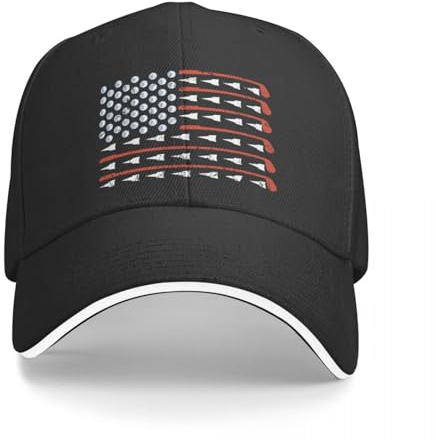 VIDOJI Unisex Baseballkappe Golfkappe mit amerikanischer Flagge Flauschige Baseballkappe Bommelmütze Kapuzenkappen für Männer und Frauen