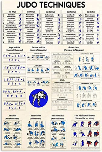 Judo-Techniken-Leitfaden, Metallschild, Judo-Wissensposter, Zuhause, Club, Büro, Wanddekoration, Plakette, 30,5 x 40,6 cm