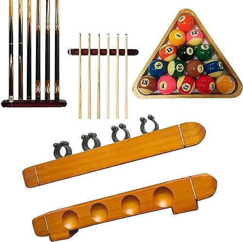 FLYIFE Queue-Rack, Pool-Queue-Halter, Pool-Stick-Halter, Billard, 4-Loch-Billard-Queue, Hartholz-Squash-Queue, einfache Installation