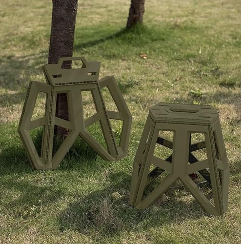 IlGruppone Sgabello Pieghevole Multiuso Portata 150 Kg Salvaspazio Ultraresistente Cucina Bagno Giardino Sedia Campeggio Adulti Bambini Con Maniglia Trasportabile - VerdeMilitare - Misura Grande