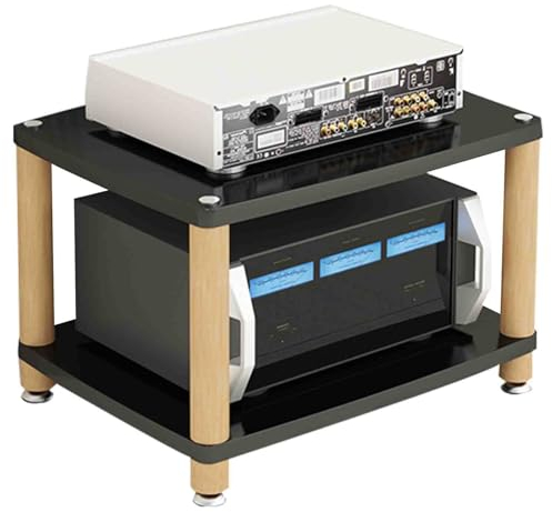 Home professionelles Verstärker-Rack HiFi-Lautsprecherschrank Multifunktionales Massivholz-Mehrschicht-Audiokabinett Verletzt Nicht die Geräte Trägt Starke Schwerkraft (Color : Schwarz, S : 2st floo