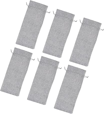 Garneck 6 Pièces Pochette pour Bouteille De Vin Lin Gris Lot Cordon De Serrage Réutilisable Et Écologique pour Cadeaux Ou Rangement