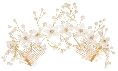 MAGICLULU 3St Braut Hochzeit Haarkamm haar spangen haarclips goldene haarspangen hairclips hair pin Haarband Haargummis Haarnadel Tiara-Stirnband Strass-Stirnband Strasssteine Kopfbedeckung