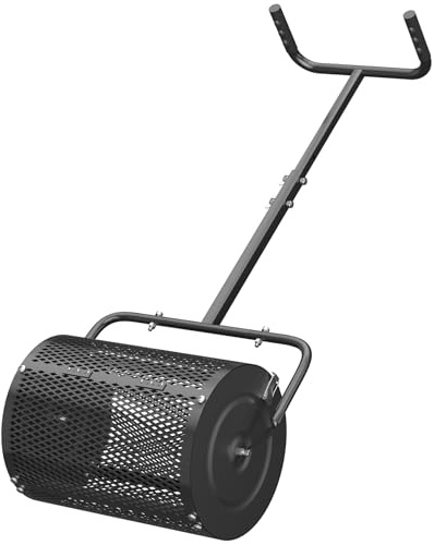 JAOTREL Compost Spreader, Adjustable T-Handle Manure Spreader, Durable Steel Mesh Basket for Lawns, Gardens, Fields, Easy to Assemble & Save Space