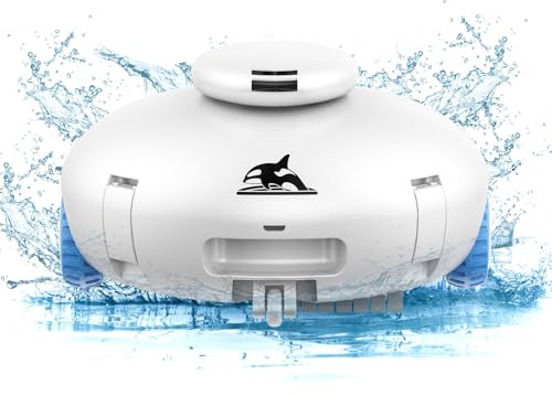2026 Améliorée Robot Piscine sans Fil avec Double Moteur 140 Minutes Minutes de Nettoyage, Stationnement Automatique Aspirateur, Idéal pour Les Piscines Hors Sol 80㎡
